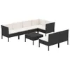 8-tlg. Garten-Lounge-Set mit Auflagen Poly Rattan Schwarz Produktbild-Vorschau 1