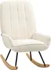 A cream-colored rocking chair with a sherpa-like texture and black metal legs with wooden rockers. Produktbild-Vorschau