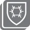 A shield icon with a snowflake inside, on a gray background. Voir les images du produit