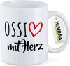 Huuraa Kaffeetasse Ossi mit Herz 330ml Weiß Keramik Produktbild-Vorschau 1