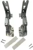 A pair of metal hinges and screws on a white background. Produktbild-Vorschau