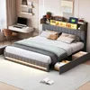 Letto imbottito CDGlobal 160x200cm con USB, Type-C e LED, Anteprima dell’immagine prodotto 6