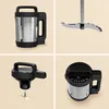 A collage of four images showing different views and parts of a kitchen appliance, likely a soup maker. Produktbild-Vorschau