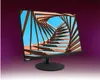 A Lenovo ThinkVision monitor is displayed against a gradient purple and white background. Produktbild-Vorschau