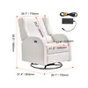 A white recliner chair with dimensions indicated by lines and text. Podgląd zdjęcia produktu