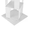 A white, multi-tiered rotating bookshelf is shown from a low angle, against a white background. Produktbild-Vorschau