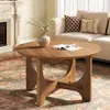 Tribesigns Runde Couchtisch aus Massivholz, 80 cm Moderne Produktbild-Vorschau 1
