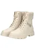 A pair of beige lace-up boots with faux fur trim. Produktbild-Vorschau