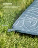 A close-up of a picnic blanket secured to the grass with a metal stake. Produktbild-Vorschau