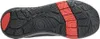 The sole of a black and red shoe is shown from an underneath view. Podgląd zdjęcia produktu