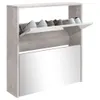 Schuhschrank mit Spiegel 2 Fächer Betongrau 63x17x67 cm Produktbild-Vorschau 3