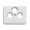 A white electrical outlet cover with three circular openings. Anteprima dell’immagine prodotto