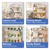 Collage of four images showing different uses of a shelving unit. Produktbild-Vorschau