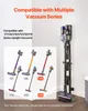 A vacuum stand is shown with various vacuum cleaner models displayed in a graphic overlay. Voir les images du produit