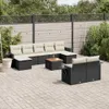 Design 10-tlg. Garten-Sofagarnitur mit Kissen Schwarz Poly Produktbild-Vorschau 1