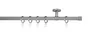 A metal curtain rod with rings and a ceiling mount. Produktbild-Vorschau