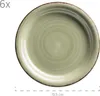 A single green plate with a brown rim, shown from a top-down angle, with measurement indicators below. Produktbild-Vorschau