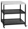 A three-tier rolling cart with a stainless steel top and perforated shelves, shown against a white background. Produktbild-Vorschau