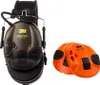 A pair of 3M Peltor SportTac ear defenders and two orange ear defender cups are shown against a white background. Voir les images du produit