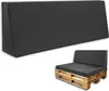A dark gray backrest cushion and a seat cushion on a wooden pallet. Podgląd zdjęcia produktu