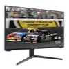 A gaming monitor displaying a racing scene with performance metrics overlaid. Produktbild-Vorschau