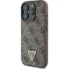 A close-up side view of a brown and gray patterned iPhone case with a Guess logo. Podgląd zdjęcia produktu