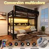 Hochbett 90 x 200 cm, Metallbett mit LED-Licht, Ablagebord, Produktbild-Vorschau 7