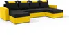 A U-shaped sectional sofa with black cushions and yellow base. Produktbild-Vorschau