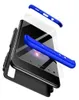 An exploded view of a phone case with a phone and screen protector. Produktbild-Vorschau