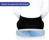 A person sitting on a blue and white cushion. Produktbild-Vorschau