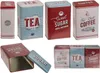 A collection of vintage-style metal storage tins for coffee, tea, and sugar. Produktbild-Vorschau