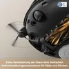 Close-up view of a robot vacuum cleaner's underside, highlighting its brushes and internal components. Produktbild-Vorschau