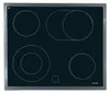 A top-down view of a black electric stovetop with silver trim. Produktbild-Vorschau