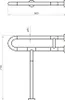 Technical drawing of a U-shaped bathroom grab bar with a support leg, showing dimensions. Náhľad obrázku produktu