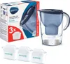 A Brita water filter jug and its packaging, along with three replacement filter cartridges. Produktbild-Vorschau