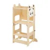 A wooden learning tower with a panda face design, shown against a white background. Voir les images du produit