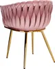 A pink velvet chair with gold legs against a white background. Produktbild-Vorschau
