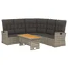 vidaXL 2-tlg. Garten-Lounge-Set mit Kissen Grau Poly Rattan Produktbild-Vorschau 3