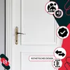 A white interior door with a brass door handle, overlaid with marketing icons and text. Anteprima dell’immagine prodotto