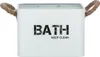 A white metal organizer box with rope handles, displaying the text "BATH" and "KEEP CLEAN". Produktbild-Vorschau