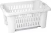 A white plastic laundry basket with legs is shown from a slightly elevated diagonal angle against a white background. Anteprima dell’immagine prodotto