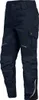 A pair of navy blue work pants with black accents and reflective strips. Produktbild-Vorschau