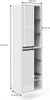 A tall, narrow white cabinet with two doors and shelves, shown with dimensions indicated. Náhled obrázku produktu