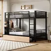 Etagenbett mit Eisenrahmen, LED-Beleuchtung, Kleiderstange, Produktbild-Vorschau 8