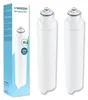 Two refrigerator water filters are displayed, one on its packaging. Podgląd zdjęcia produktu