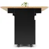 A black kitchen trolley with a wooden top and flowers on it, shown from the front. Produktbild-Vorschau
