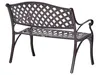 A brown aluminum garden bench with a woven backrest and seat, shown from a rear-side angle against a white background. Náhľad obrázku produktu