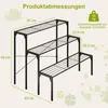 A diagram showing the dimensions of a three-tiered metal plant stand. Podgląd zdjęcia produktu