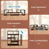 Collage of images showing a modular TV stand in different configurations and highlighting its features. Produktbild-Vorschau