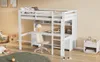 Lit mezzanine 90 x 200 cm en pin avec bureau et rangements, Voir les images du produit 19